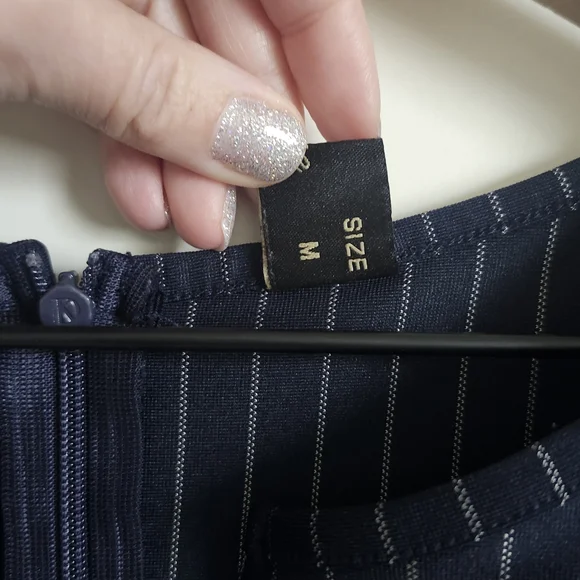 Elegant Navy Pinstripe Dress - Picture 6 of 13